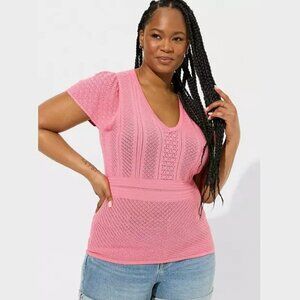 Torrid - Everyday Soft Pullover Pointelle Sweater in Chateau Rose Pink​​​​​